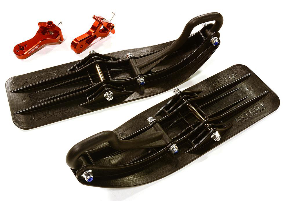 C31601RED Front Sled Ski Attachment Set for Losi 1/10 Lasernut U4 4WD RTR (for RWD) - Red - Image 1