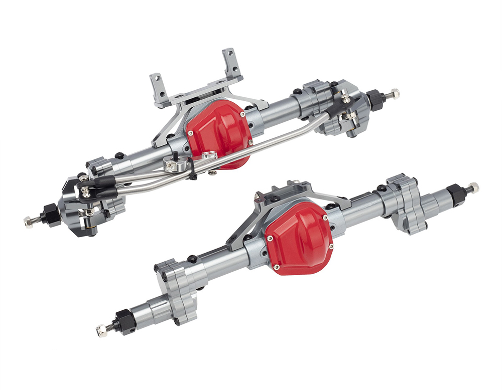 C31664GUN Alloy Machined Hi-Lift F & R Axle Assembly for Axial SCX10 & SCX10 II w/ 4-Link - Image 1