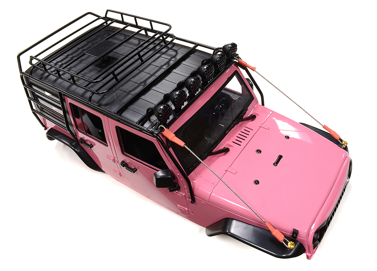 C31719PINK Realistic JW10-S+LED+Cage Hard Plastic Body Kit for 1/10 Scale Off-Road WB=313mm - Image 1