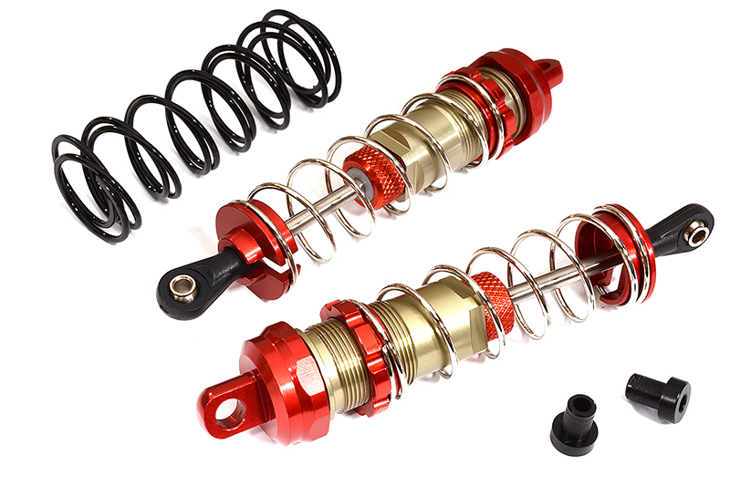 C31828RED Alloy Machined HD Big Bore Shocks (2) 90mm for 1/8 Scale Off-Road - Image 1