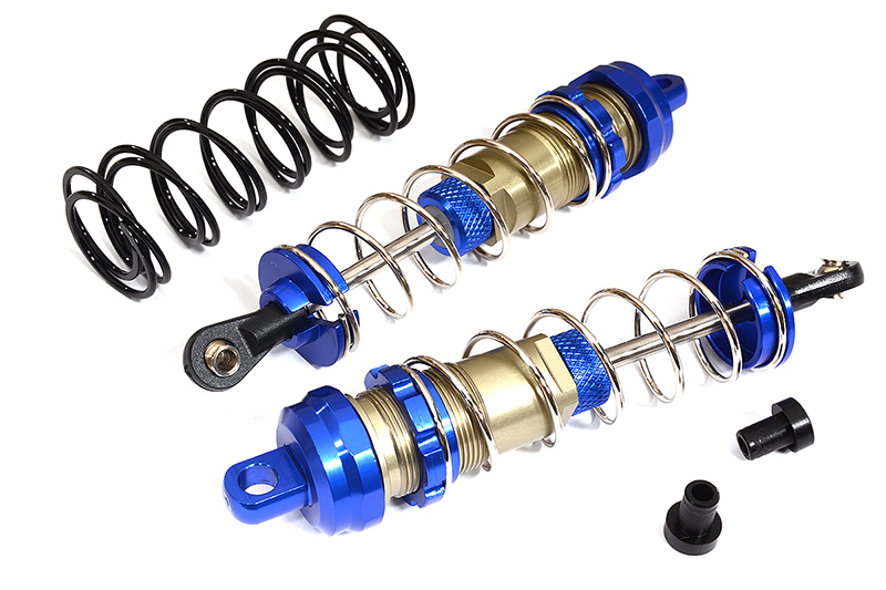 C31830BLUE Alloy Machined HD Big Bore Shocks (2) 110mm for 1/8 Scale Off-Road - Blue - Image 1