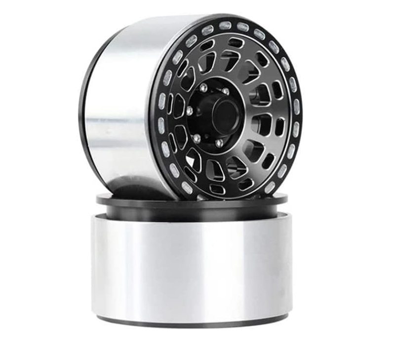 C31845BLACK Alloy Machined Wheels (2) for Axial SCX6 45001 - Image 1