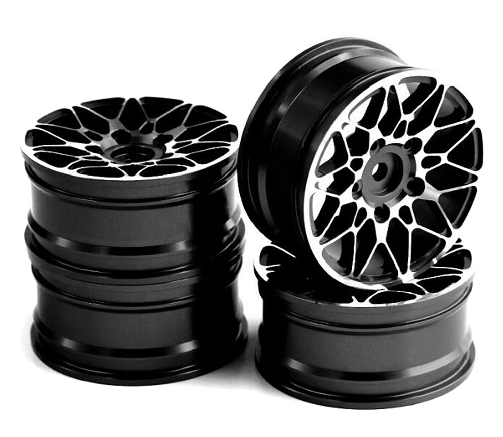 C31931BLACK Dual 10 Spoke Alloy Wheel Set (4) for 1/10 On-Road Touring W=26mm - Image 1