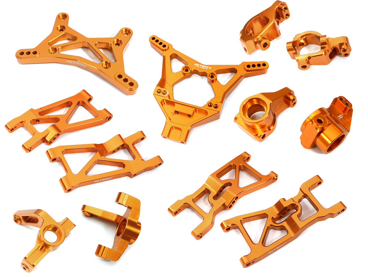 C32002ORANGE Orange Billet Machined Suspension Upgrade Kit for Losi 1/10 2WD 22S Drag Car - Image 1
