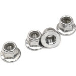 Silver Alloy Metal M5 Size Hex Lock Nut Flanged, Set of 4