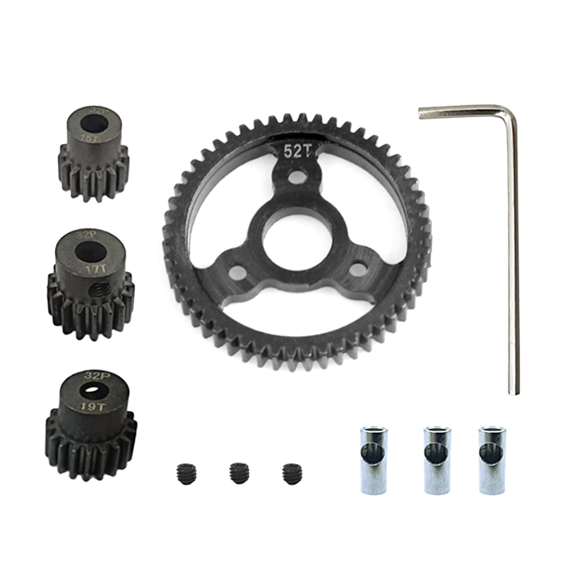 C32161 Steel 32 Pitch 52T Spur+15+17+19T Pinion Set w/5mm for Most Traxxas 1/10 4X4 - Image 1
