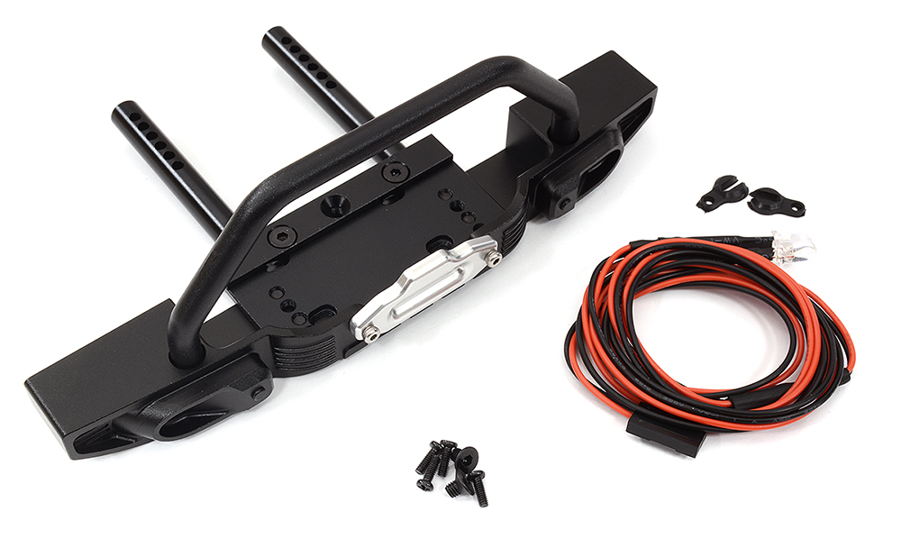 C32222 Realistic Alloy Front Bumper w/ LED for TRX-4 & SCX Type Off-Road Crawler - Image 1