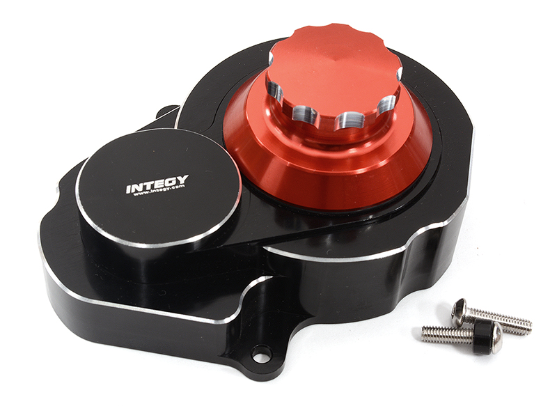 C32303BLACKRED Billet Machined Alloy Gear Cover for Traxxas 1/10 Slash 2WD - Black/Red 3792 - Image 1