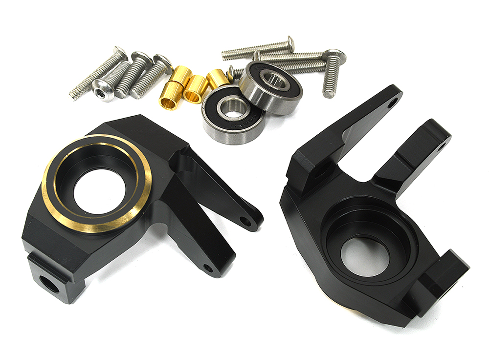 C32337 Brass HD Steering Blocks w/ 8x22mm Bearings 372g Total for Axial SCX6 252004 - Image 1