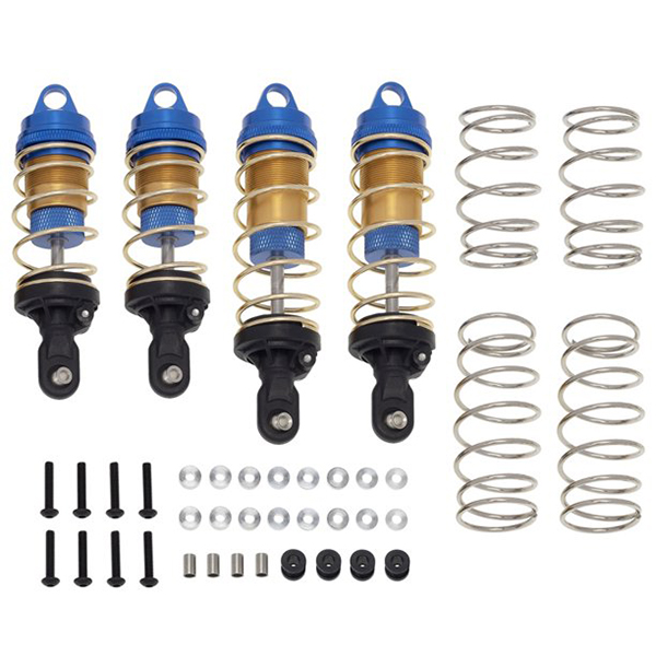 C32372BLUE Alloy F&R Shock Set (4) for Traxxas 1/10 Slash, Stampede & Rustler 2WD & 4X4 - Image 1