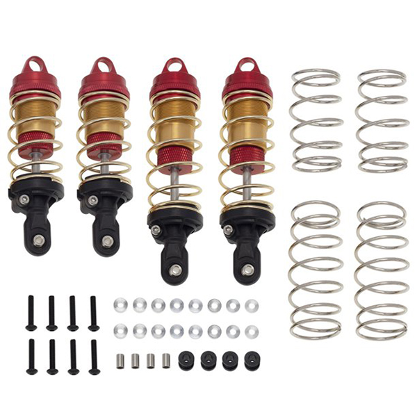 C32372RED Alloy F&R Shock Set (4) for Traxxas 1/10 Slash, Stampede & Rustler 2WD & 4X4 - Image 1