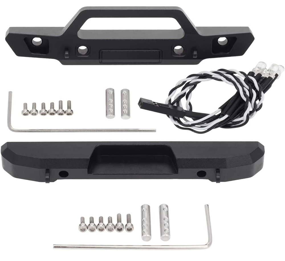 C32383 Alloy Machined Front & Rear Bumper Set w/ LED (4) for Axial 1/24 SCX24 - Image 1
