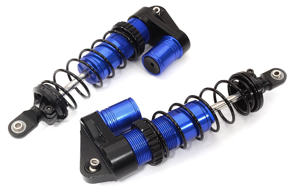 C32425BLUE Blue Billet Machined Piggyback Shocks Pair for Traxxas 1/10 Maxx 4S Trucks 8961 - Image 1