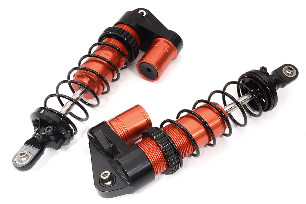 C32425RED Red Billet Machined Piggyback Shocks Pair for Traxxas 1/10 Maxx 4S 8961 - Image 1