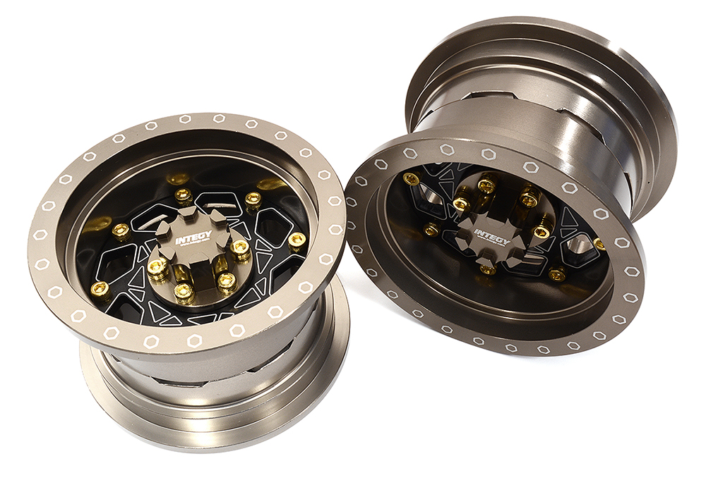 C32434GREY Billet Machined 8 Spoke Alloy Wheel Upgrade Kit (1-pair) for 1/6 SCX6 45001 - Image 1