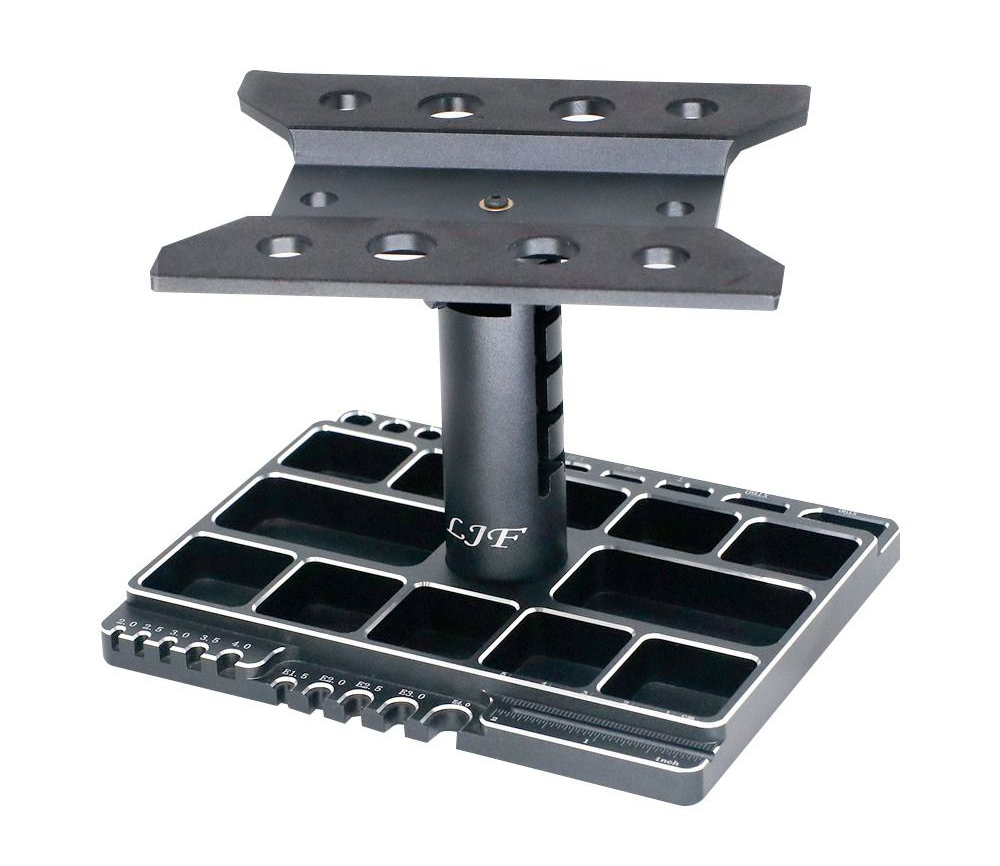 C32617BLACK Alloy 1/8 & 1/10 Car Stand Workstation Organizer 160x130x170mm - Image 1
