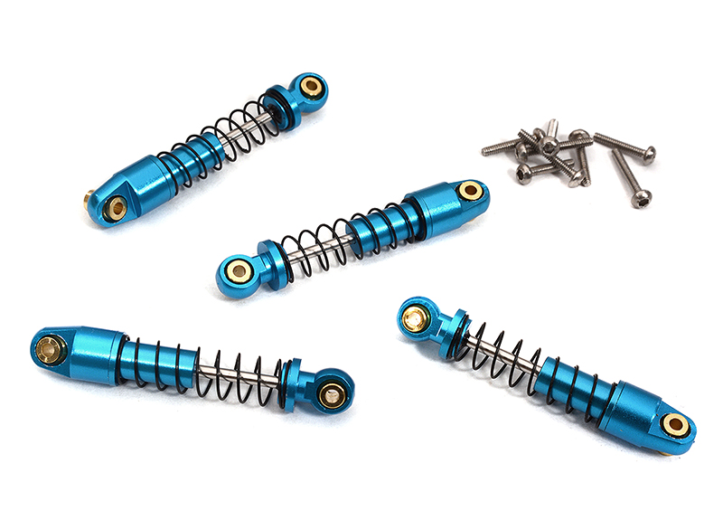 C32679BLUE Billet Machined Alloy Shocks (4) for Axial 1/24 SCX24 Rock Crawler - Image 1