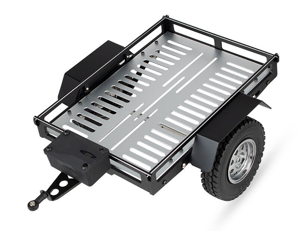 C32735SILVER Realistic Leaf Spring 1/10 Size Low Side Trailer 285x210x100mm for Scale Crawler - Image 1