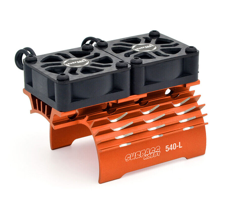 C32805ORANGE Orange Surpass Alloy Heatsink with Dual Cooling Fans for 540/550 Size Motors - Image 1