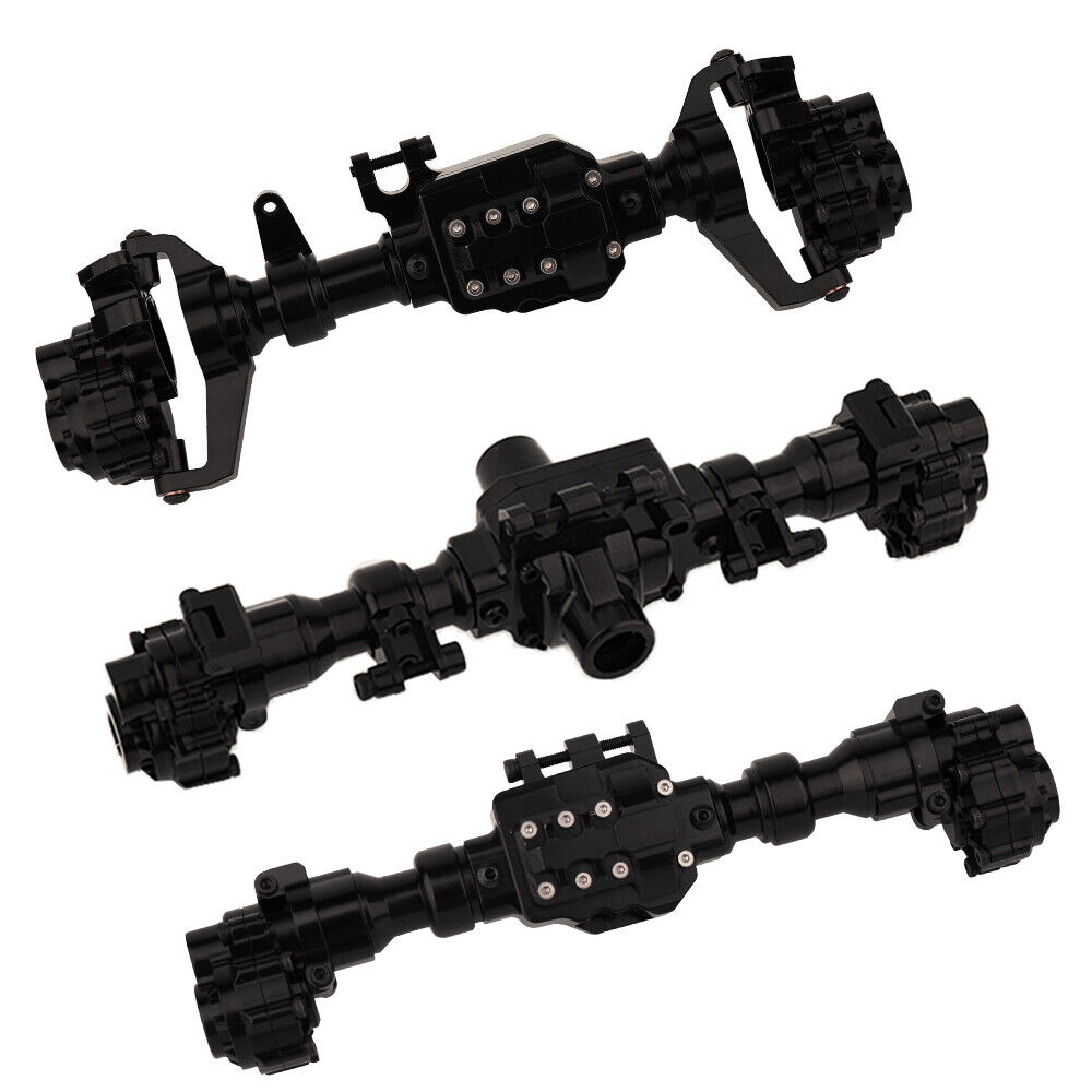 C32814BLACK Alloy Machined Front, Mid & Rear Axle (3) Housings for Traxxas TRX-6 - Image 1