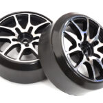 Alloy Machined 10-Spoke Wheel & Tire Set (2) for 1/10 Drift W=26mm Offset 3.5mm