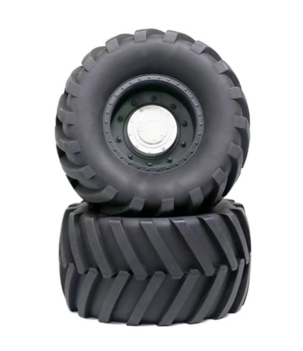 C32836BLACK Wheels & Tires Set (2) w/ 17mm Hex for 1/10 Monster Truck O.D.=172mm - Image 1