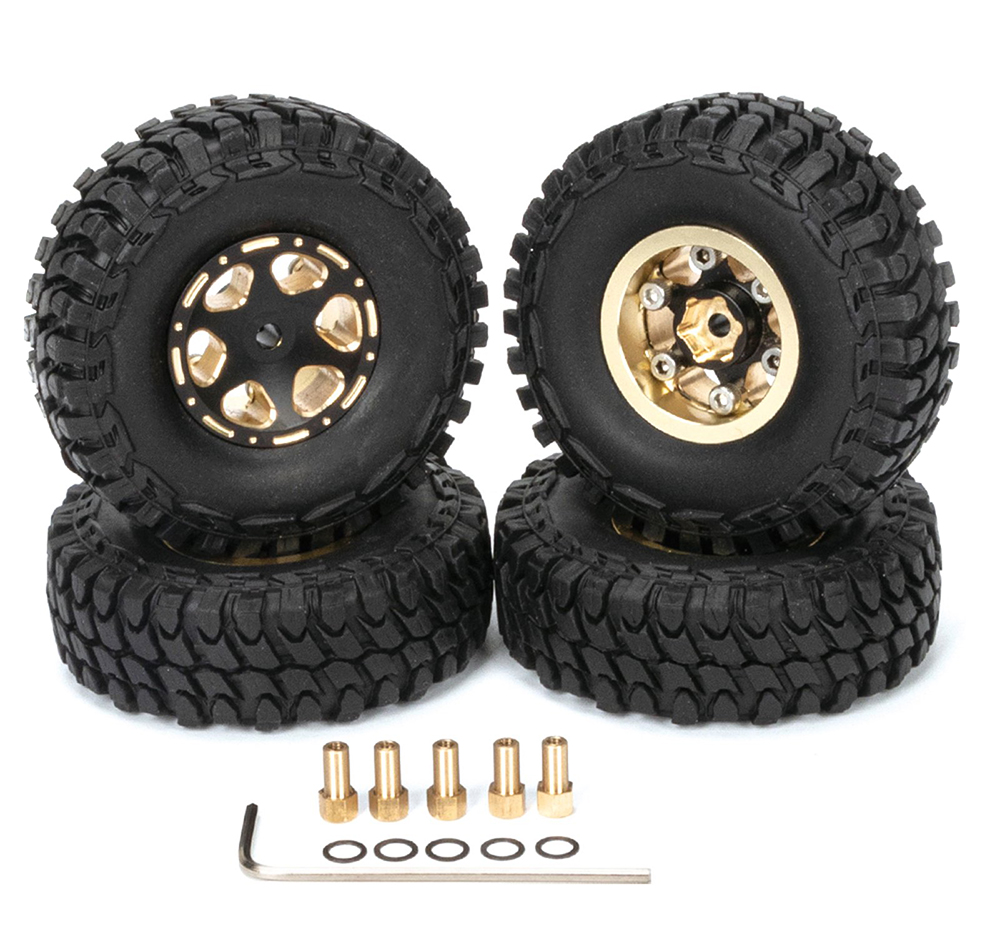 C32856 Brass 175g Wheel and Tire Weight Add-On Set for Axial SCX24, 55mm O.D. - Image 1