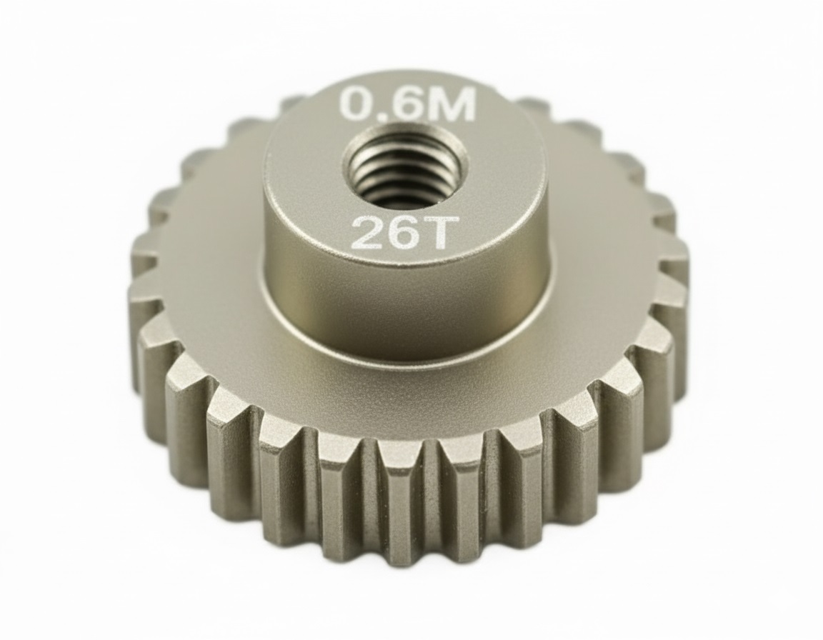 C33068 7075 Alloy Machined Mod 0.6 Pinion Gear 26T, 3.17mm Bore/Shaft for Brushless R/C - Image 1