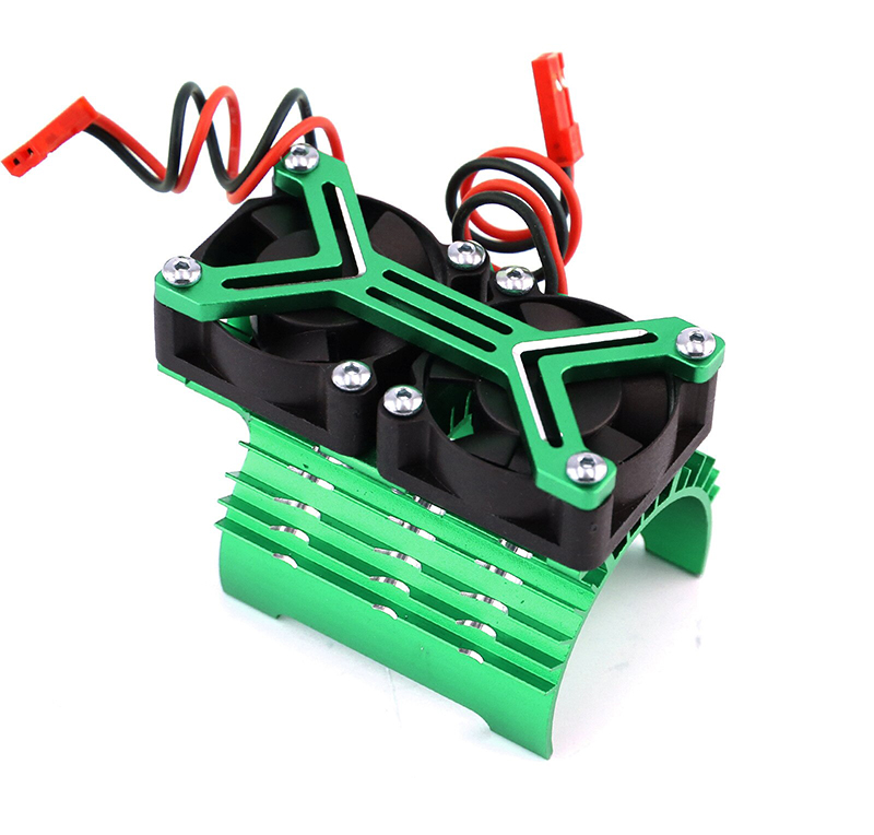 C33218GREEN 36mm Motor Heatsink+Twin 30x30mm Cooling Fan 20, 000 rpm - Image 1