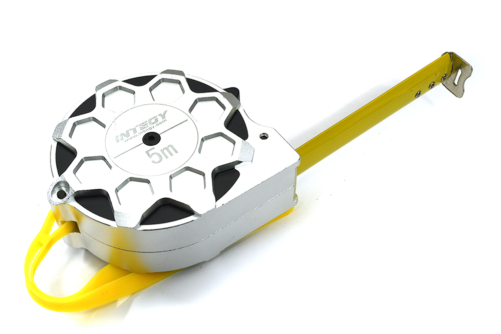 C33346SILVER 5 Meter Tape Measure by Integy - Alloy Machined Case 15ft Metric & Inch, Silver - Image 1