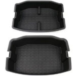 Black TPE Rear Trunk Double Deck Storage Trays 2 Levels for Tesla 17-23 Model 3