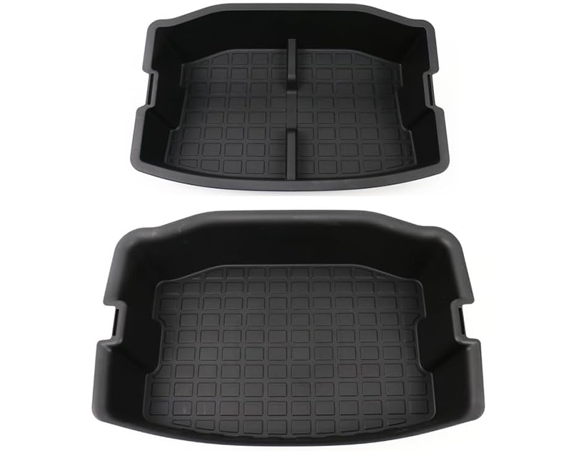 C33432 Black TPE Rear Trunk Double Deck Storage Trays 2 Levels for Tesla 17-23 Model 3 - Image 1