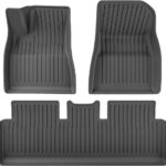 Black TPE Plastic Weather F&R Floor Mats w/ Pattern for Tesla 24 Model 3