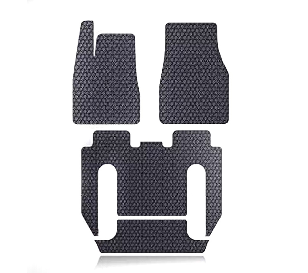 C33496 Black TPE Rubber Floor Mats w/o Center Console for Tesla 17-20 Model X 6 Seats - Image 1