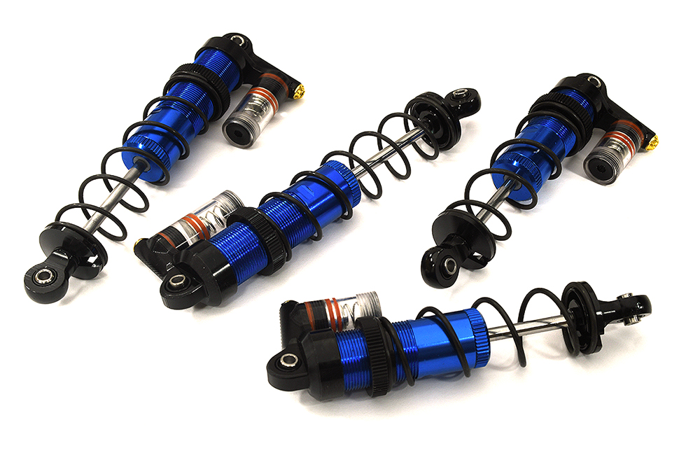 C33592BLUE Billet Machined Piggyback Shocks (4) for Arrma 1/10 Vorteks 4X4 3S BLX ARA330722 - Image 1