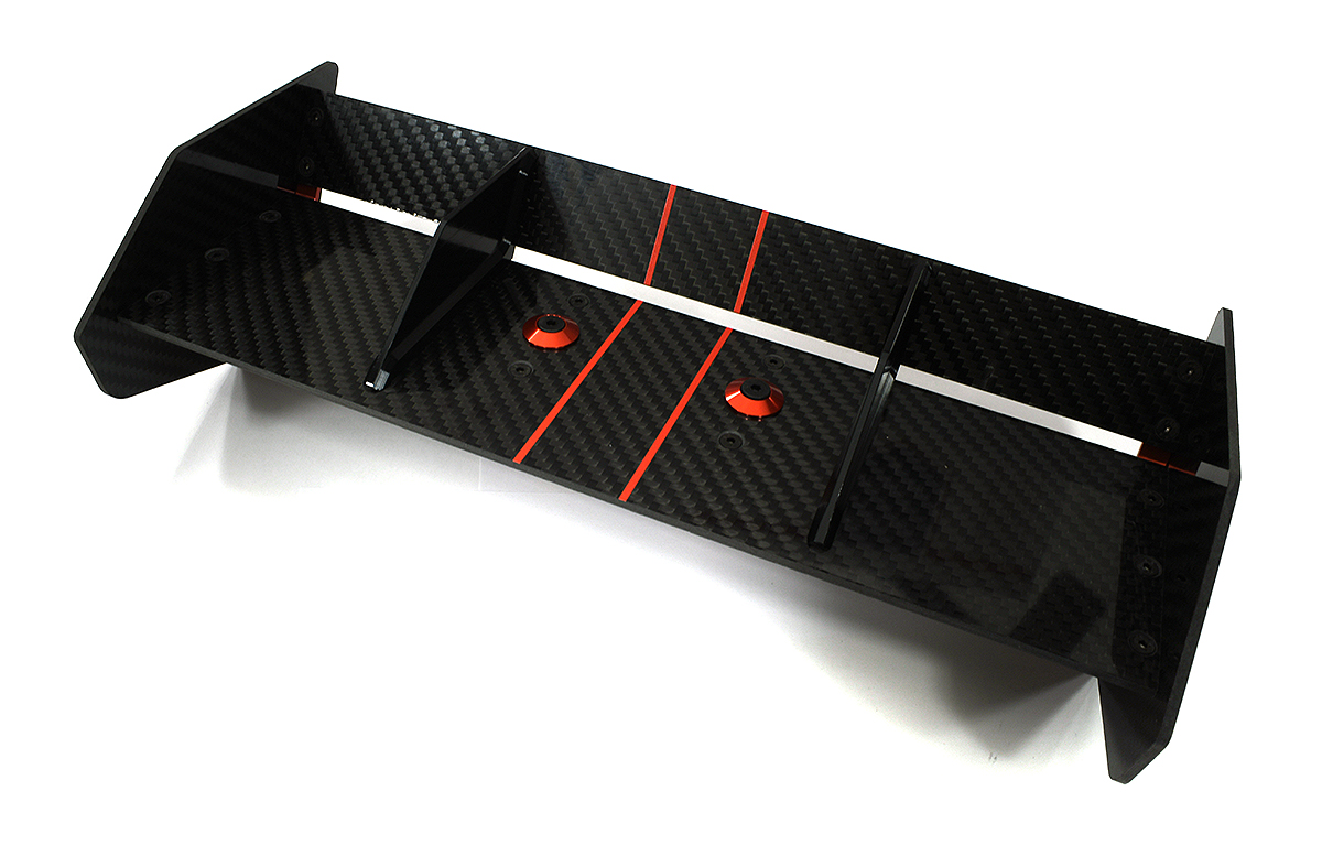 C33606RED Carbon Fiber Rear Aero Wing Kit for Arrma 1/5 Kraton 4X4 8S BLX ARA320492 - Image 1