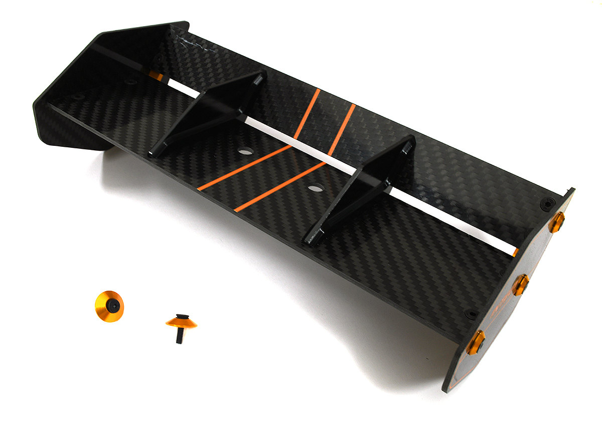 C33607ORANGE Carbon Fiber Rear Aero Wing Kit for Arrma 1/8 Kraton 6S BLX AR480002 - Image 1