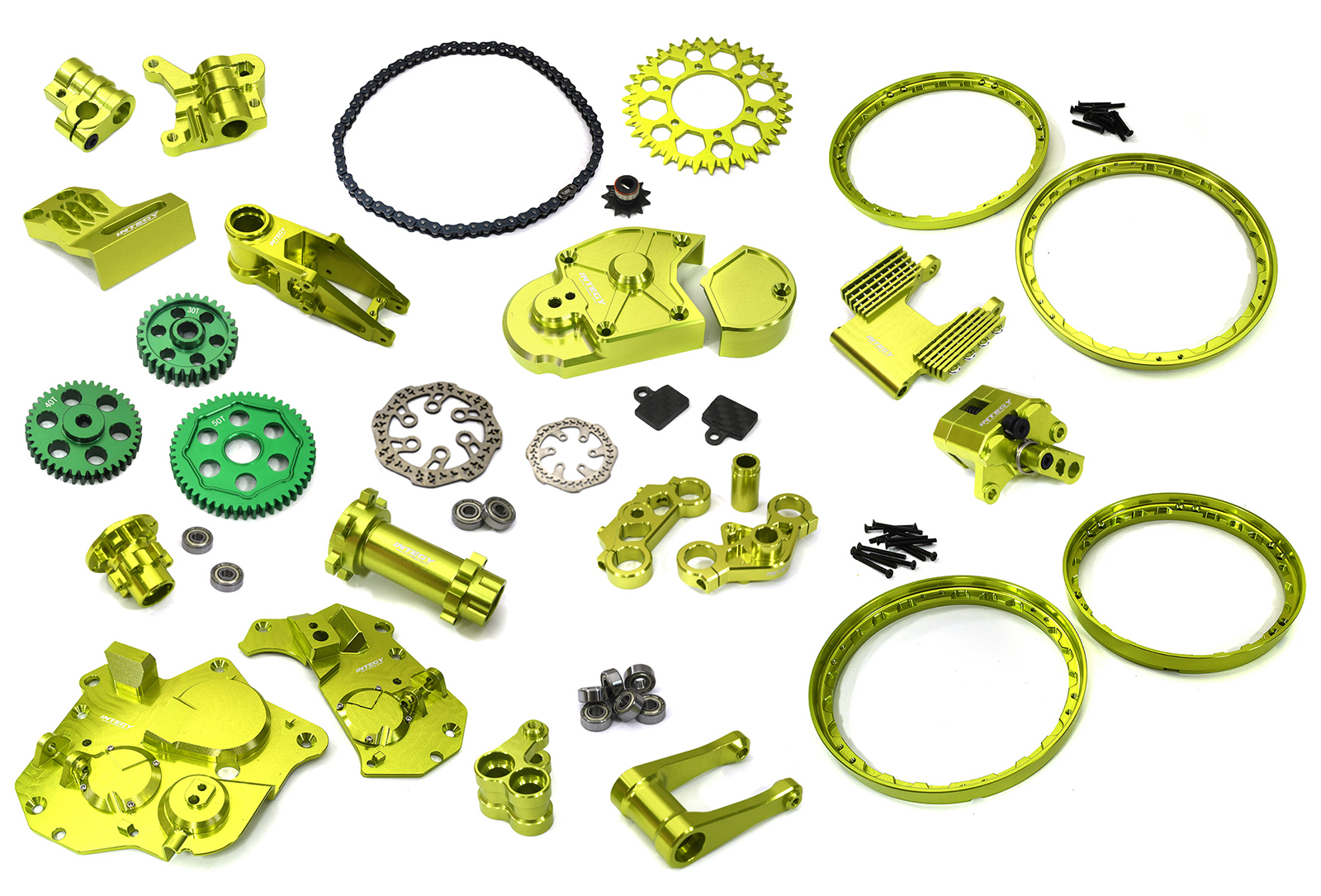 C33675GREEN Billet Machined Alloy Conversion Kit Combo B for Losi 1/4 Promoto-MX Motorcycle - Image 1