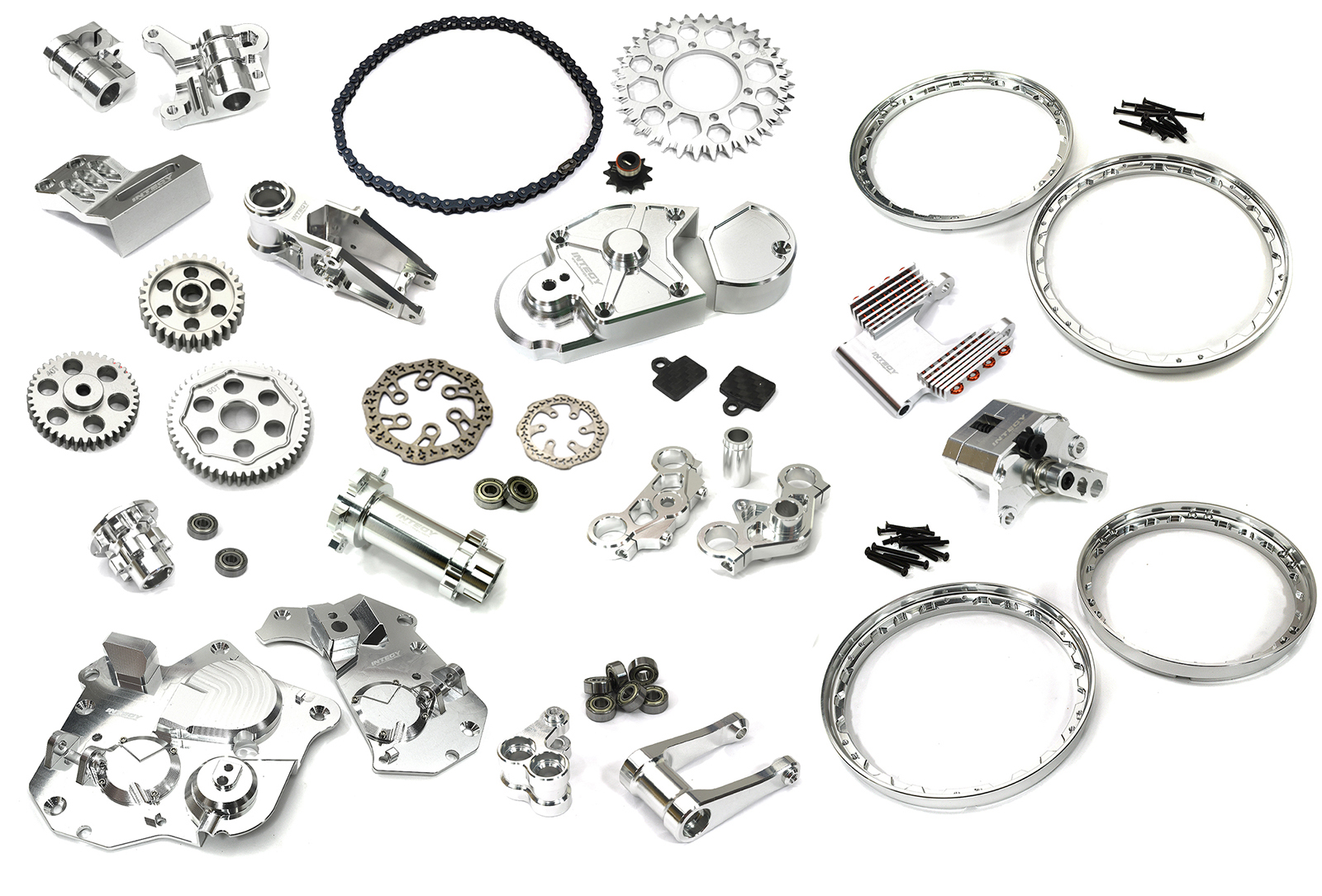 C33675SILVER Billet Machined Alloy Conversion Kit Combo B for Losi 1/4 Promoto-MX Motorcycle - Image 1