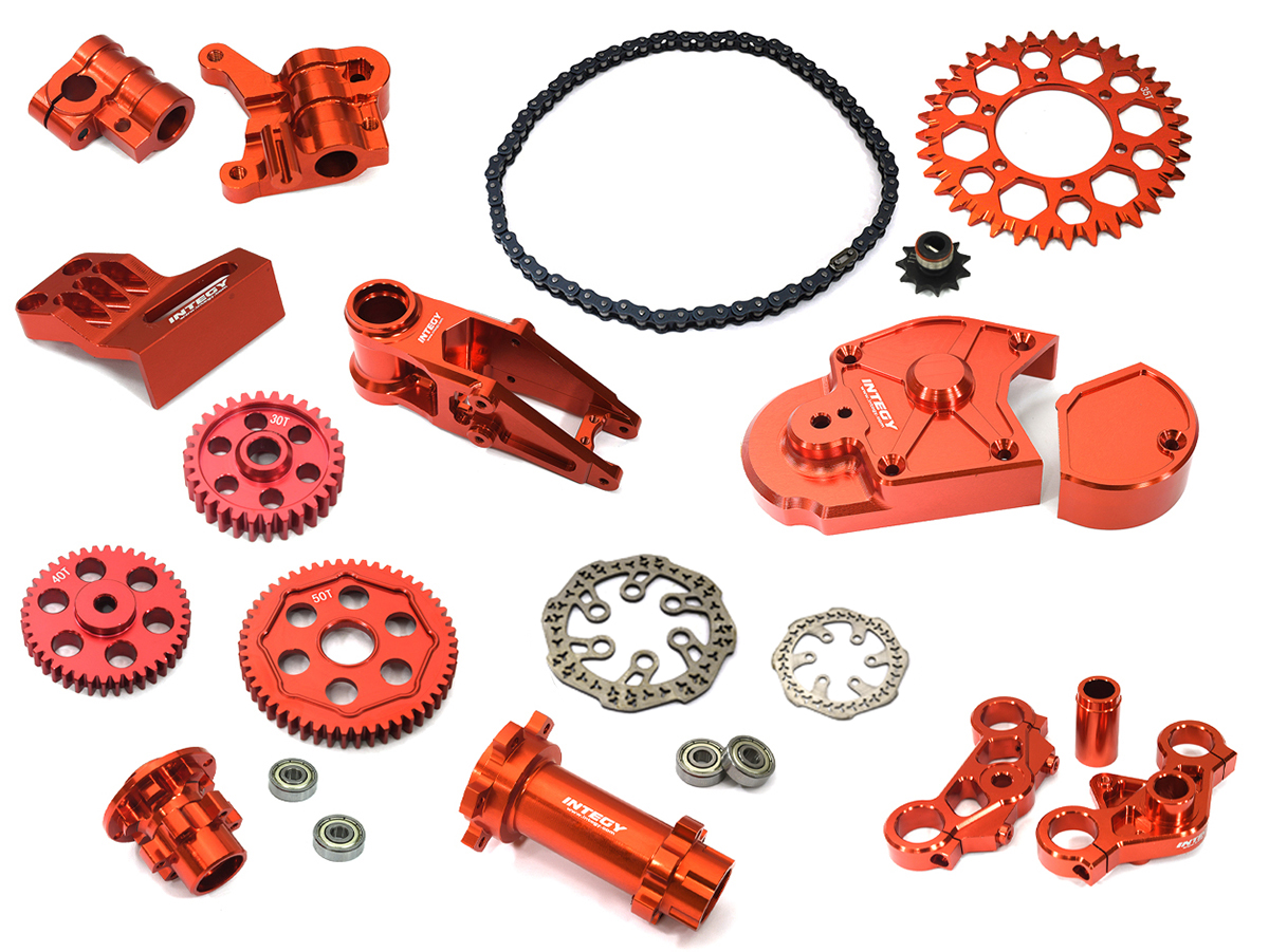 C33677RED Billet Machined Alloy Conversion Kit Combo D for Losi 1/4 Promoto-MX Motorcycle - Image 1