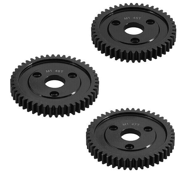 C33698 HD Steel Spur Gears 45T, 46T & 47T MOD1 Pitch for Traxxas w/ 3-Hole Adapter - Image 1