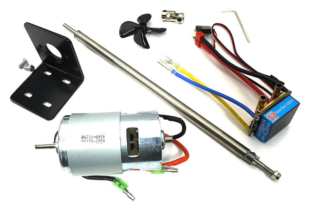 C33896 Stainless Steel 250mm Shaft Kit with Mount, Propeller, 775 Motor & 480A ESC - Image 1