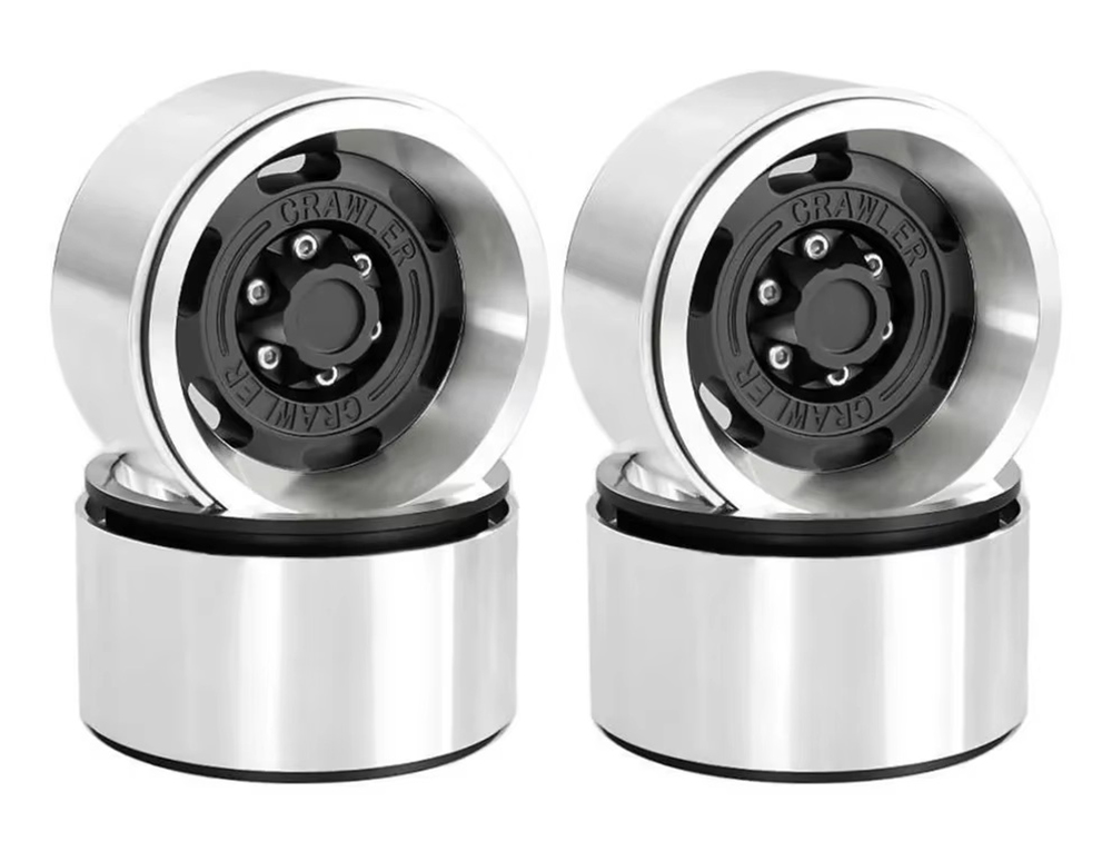 C33962BLACK Realistic Alloy 1.9 Wheels (4) Set for TRX-4, SCX-10 & 1/10 Scale Crawlers - Image 1