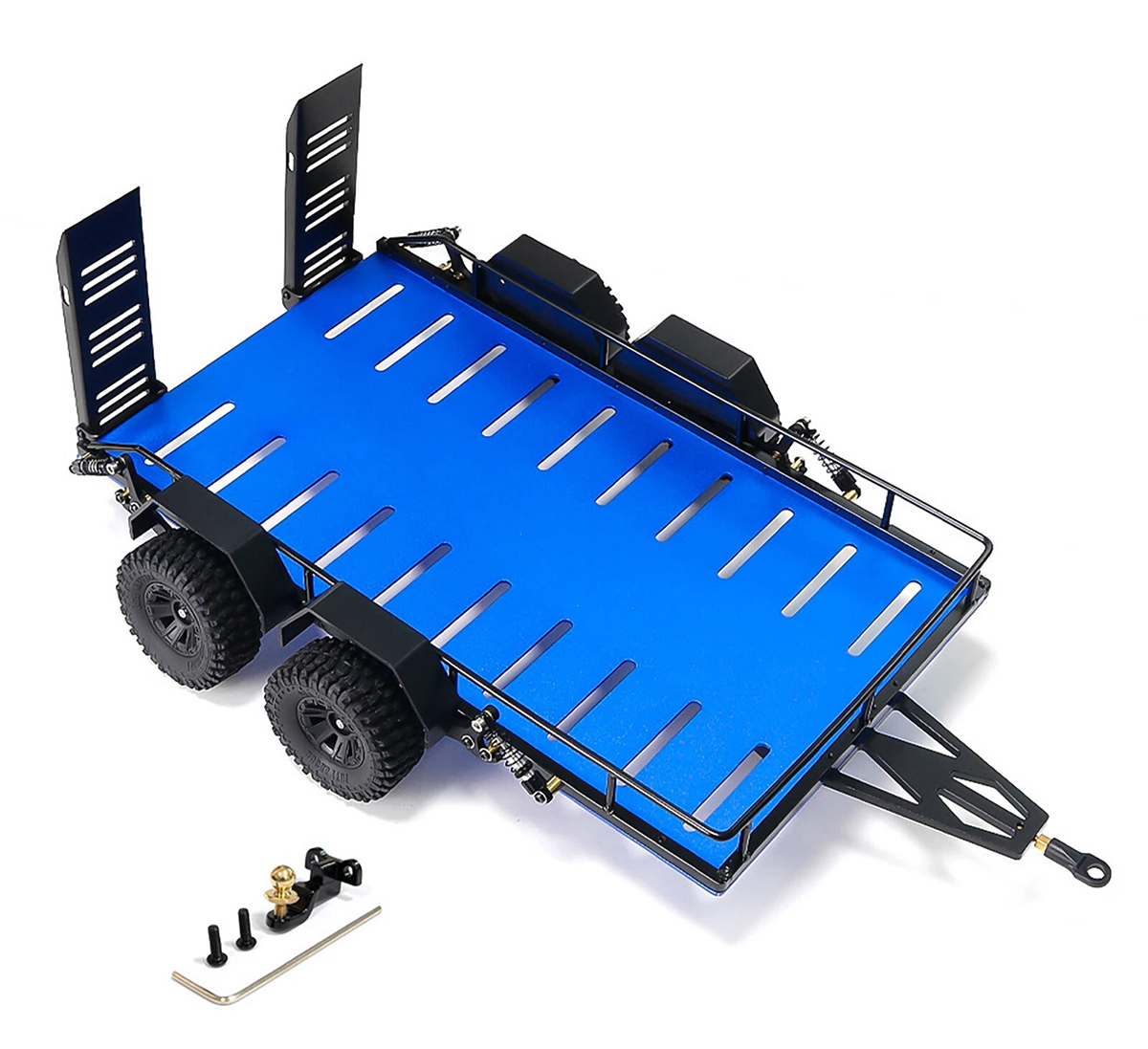 C33994BLUE Alloy Flatbed Independent Suspension Car Trailer Kit for 1/18 RC 395x250x140mm - Image 1