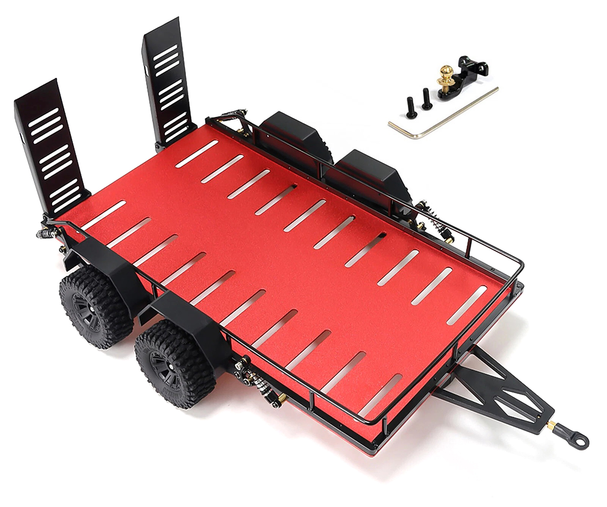 C33994RED Alloy Flatbed Independent Suspension Car Trailer Kit for 1/18 RC 395x250x140mm - Image 1
