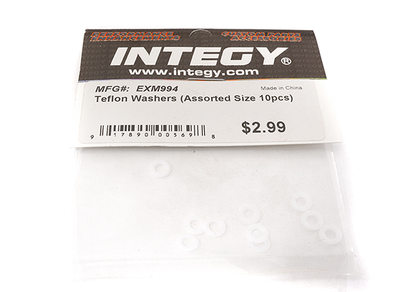 EXM994 Assorted Sizes Telfon Washers Set, 10 Pieces - Durable White Shims - Image 1