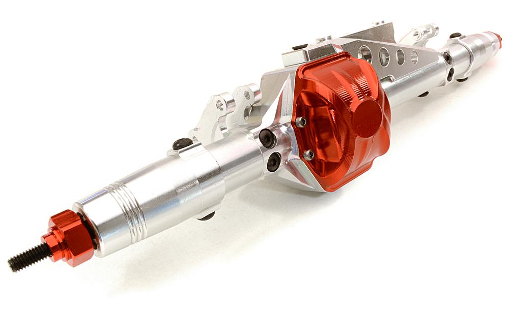 OBM1224SILVER Billet Machined Complete Rear Axle Assembly for Axial 1/10 RR10 Bomber 4WD - Image 1