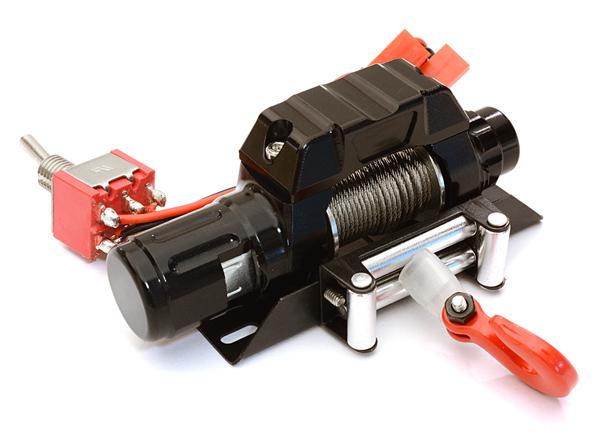 OBM1352BLACK CNC Machined Realistic Power Winch for Scale Rock Crawler 1/10 Size - Image 1
