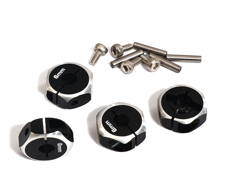 OBM1374BLACK 12mm Hex Wheel (4) Hub 6mm Thick for 1/10 Axial, Tamiya, Drift & TC - Image 1