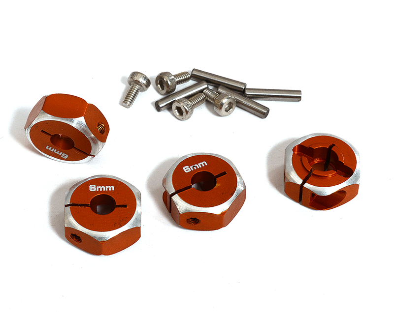 OBM1374ORANGE 12mm Hex Wheel (4) Hub 6mm Thick for 1/10 Axial, Tamiya, Drift & TC - Image 1